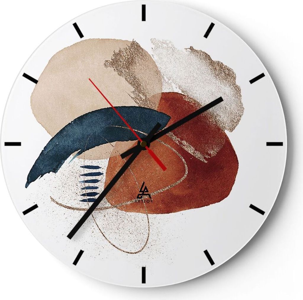 Wanduhr - Rund - Glasuhr - Abstraktion Flecken Modern - 40x40cm - Schleichendes Uhrwerk - Lautlos - zum Aufhängen bereit - Dekoration Modern - Wan...