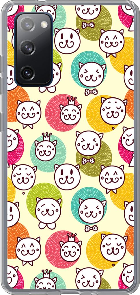 MuchoWow Handyhülle Schutzhülle Hülle für Telefoonhoesje Samsung Galaxy S20 FE Mädchen - Katze - Krone - Muster - Mädchen - Kinder - Kinder...