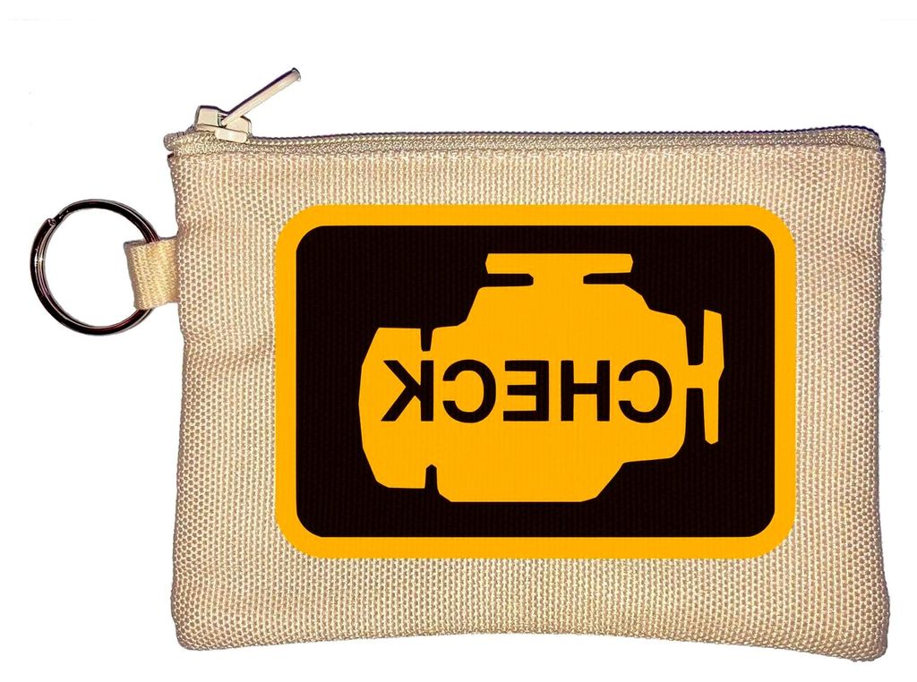 Schlüsselanhänger Münzbörse mit Check Engine Light Logo Beige