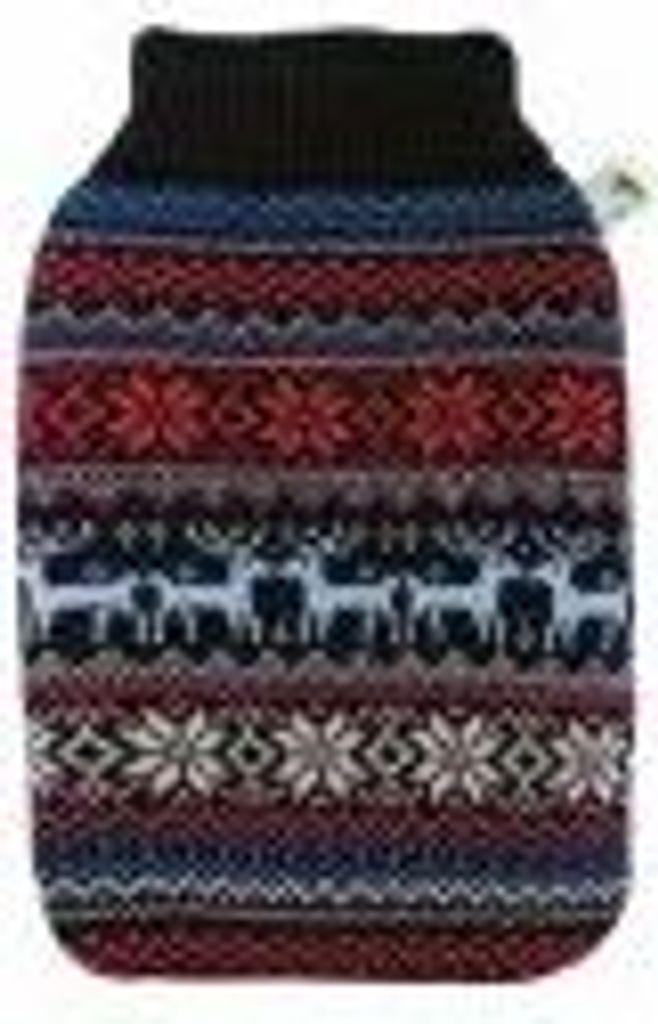 Hugo Frosch Wärmflasche groß mit Strickbezug (Norweger Muster, 2,0l)