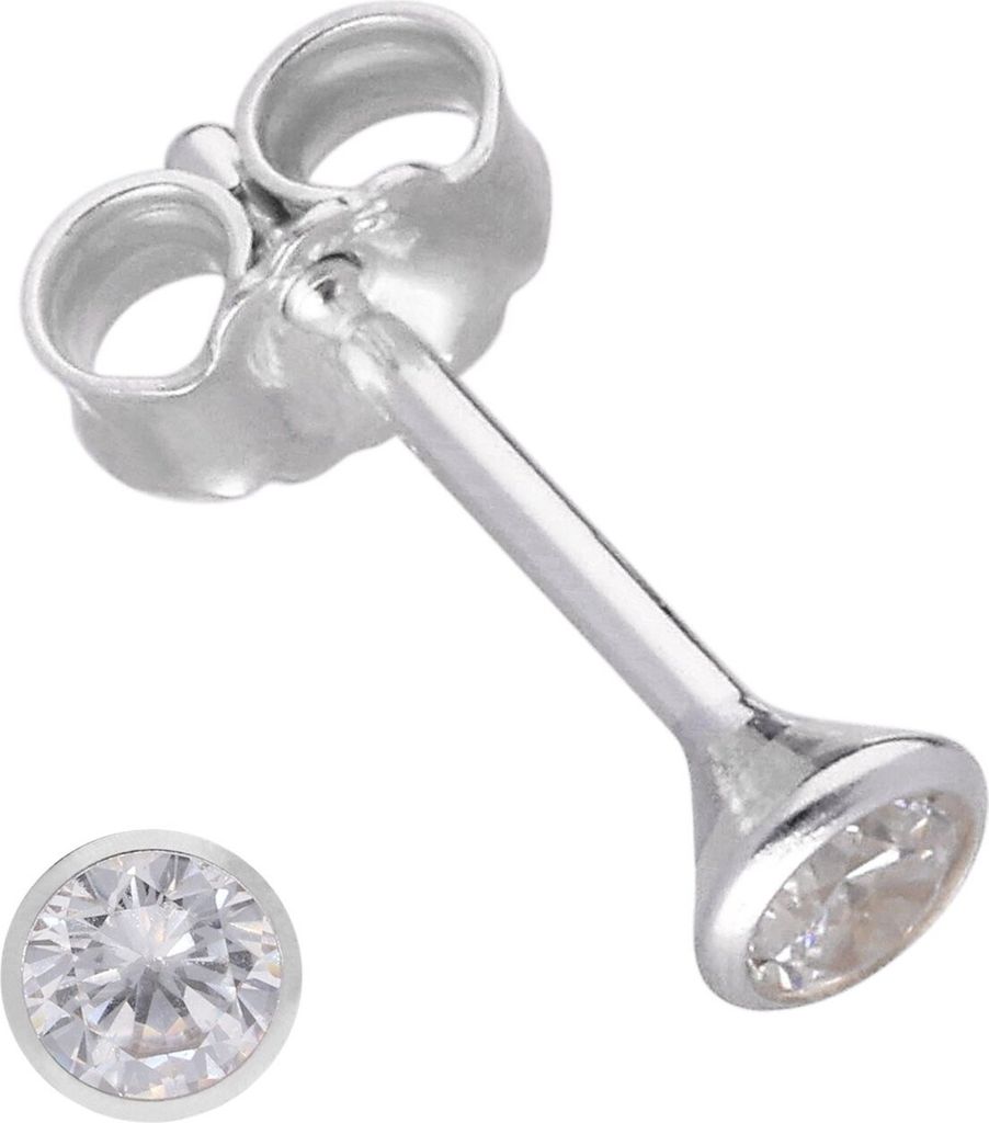 trendor 15107 Damen und Herren Ohrringe 925 Silber Zirkonia-Ohrstecker 3,5 mm