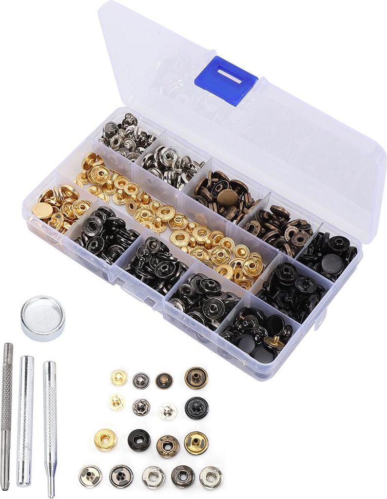 120 Set Druckknopf-Set, Leder, 6 Farben, Metallknopf, Druckknöpfe, Installationswerkzeuge 633#