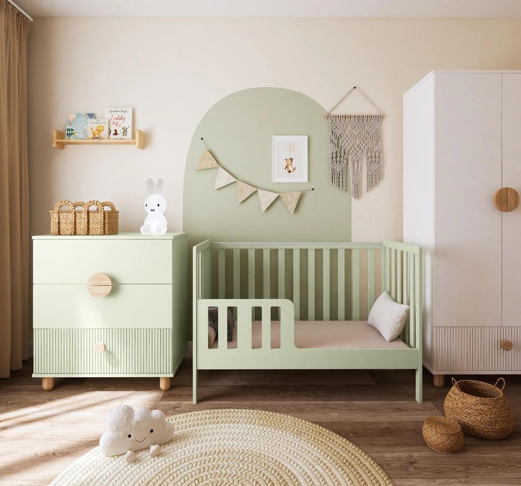 ZEE BAMBI Mint Babybett Set 120x60 cm mit Barriere +