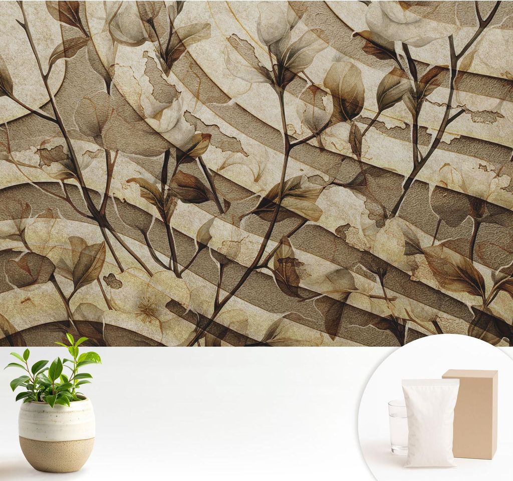 Fototapete - 104x70 cm - Tapete - Wandtapete - Wandbilder - Dekofolie - Tapete Folie - Wand - Dekoration - Wohnzimmer - Klassische Flora