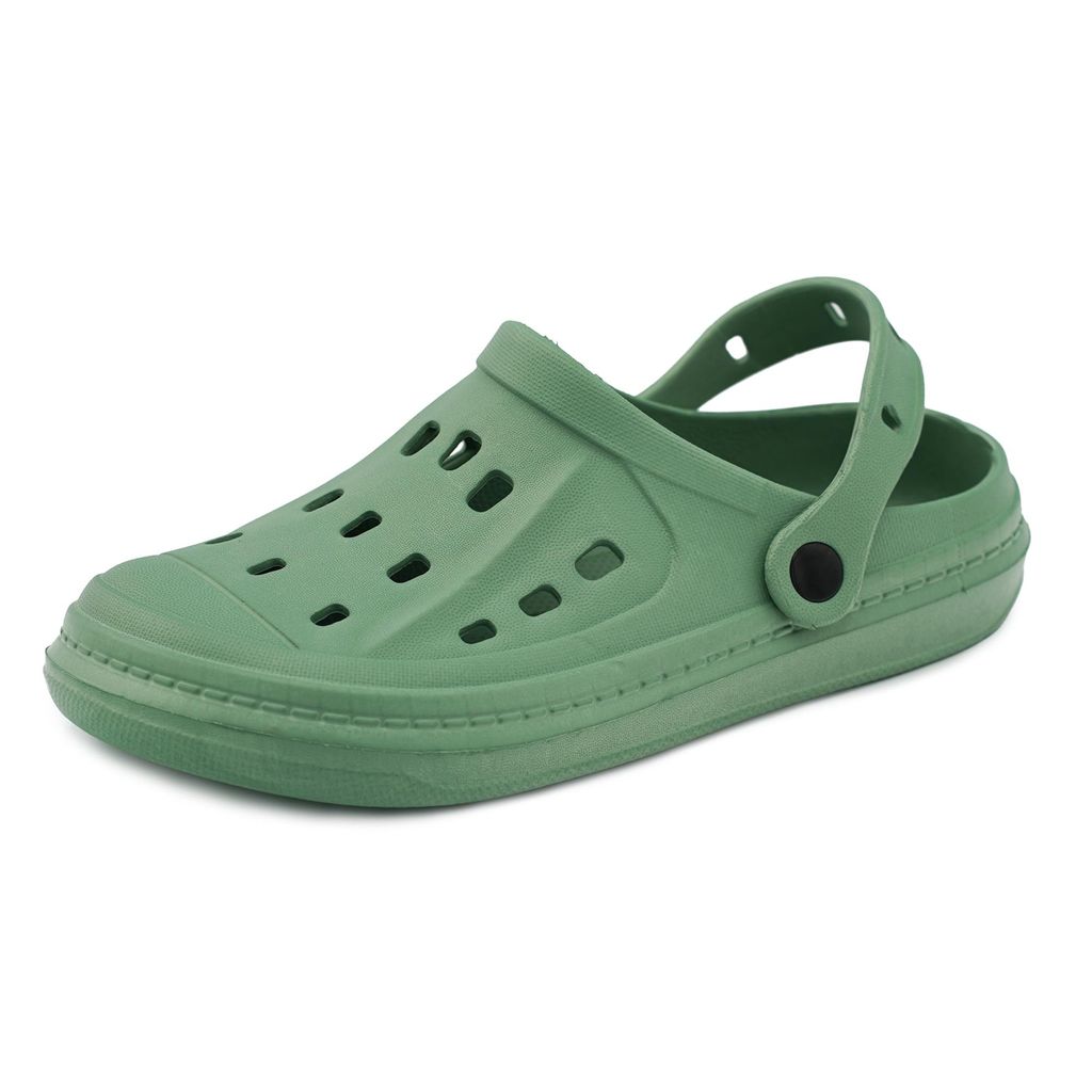 EVA Clogs Herren | Leichte Gartenschuhe Badeschuhe | Freizeit Clogs mit Fersenriemen | Strand Pool Alltag | Olivgrün 42