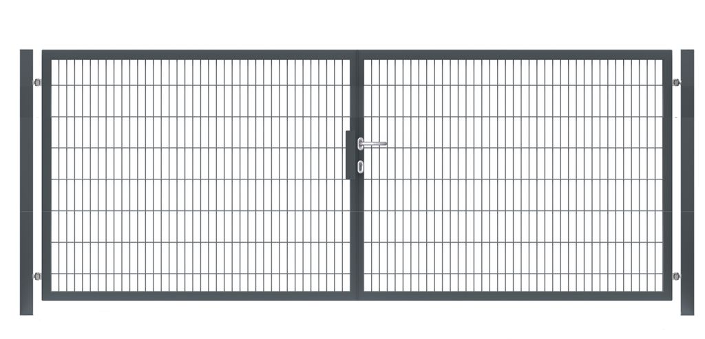 350 x 160 cm Doppelstabmatten Gartentor Vollrahmen Doppeltor 8/6/8 Anthrazit