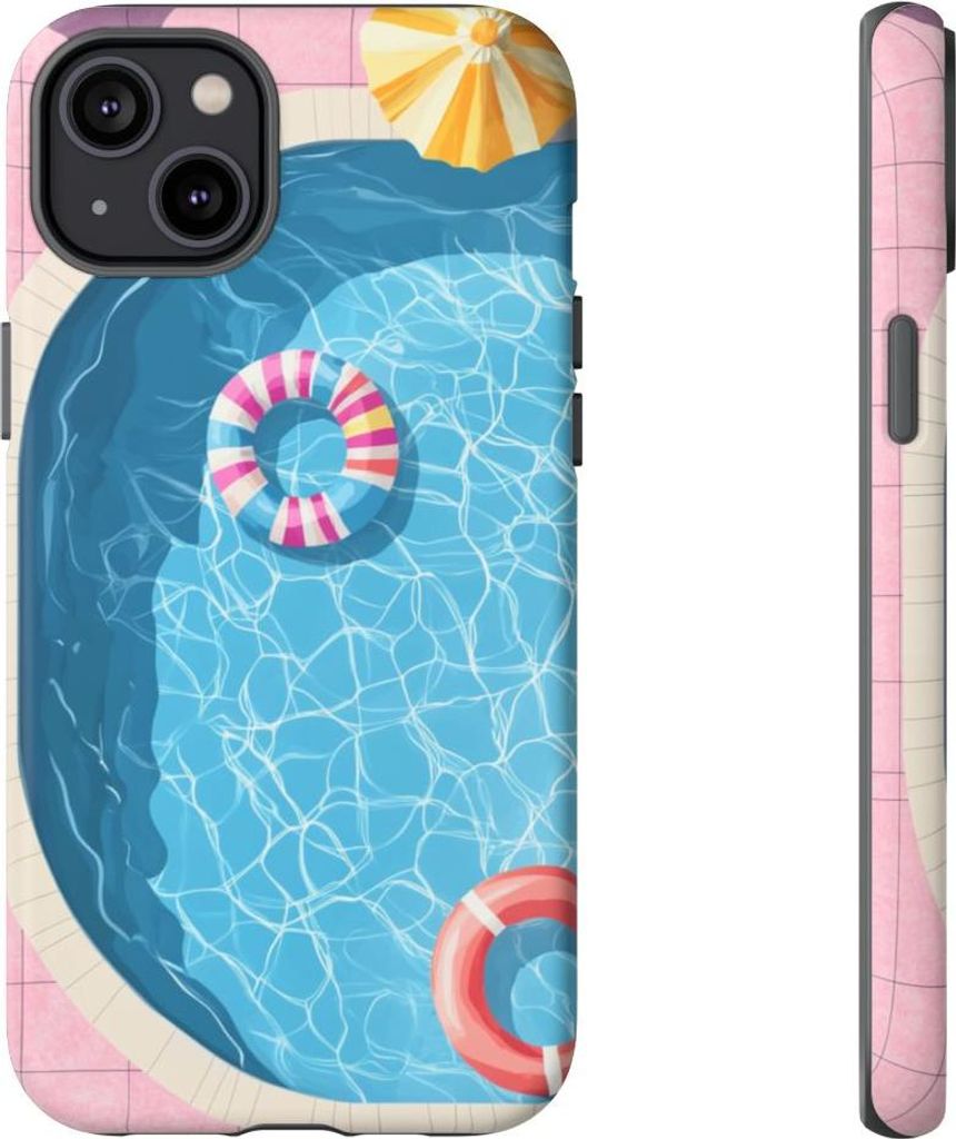 Sommerliche Pool-Ansicht aus der Vogelperspektive – Handyhülle Kompatibel mit iPhone 14 Plus