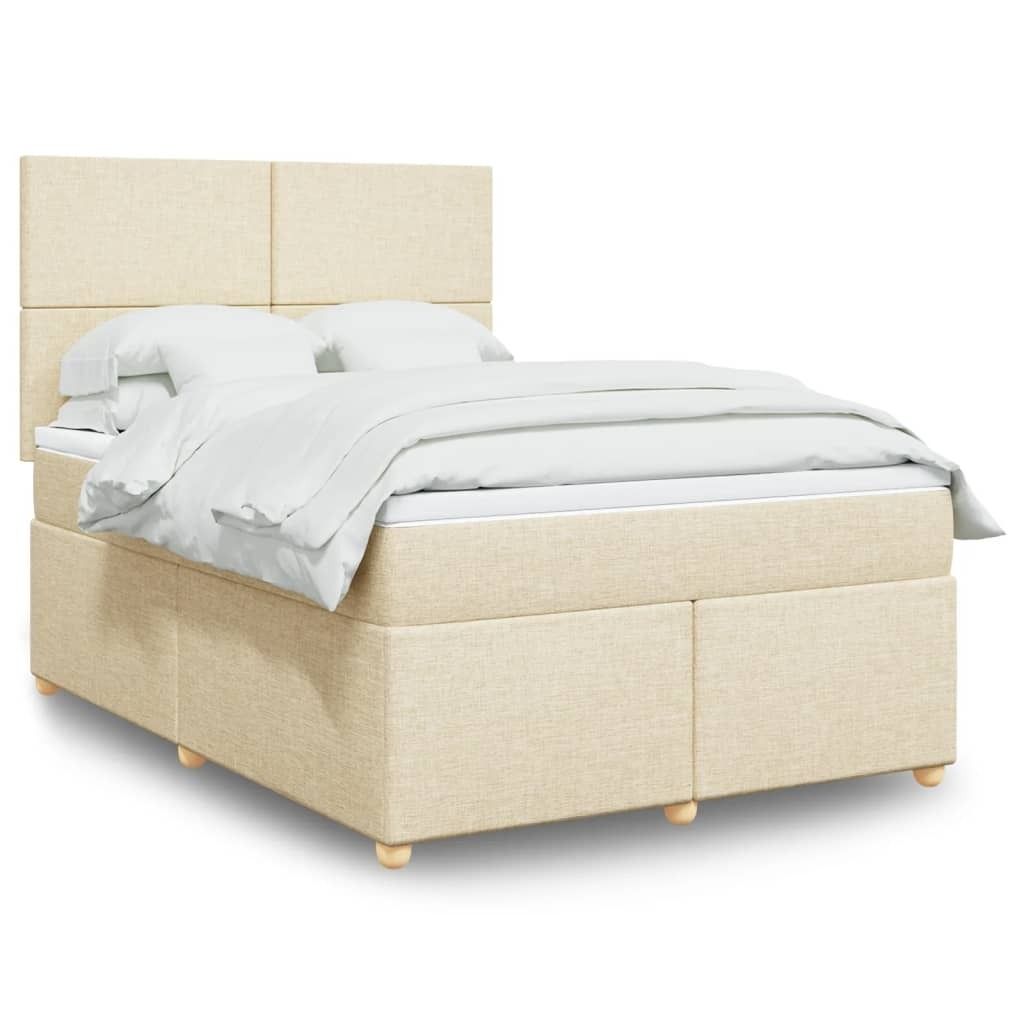BEI CLORIS Boxspringbett mit Matratze Creme 140x190 cm Stoff 2024 Neu7771266