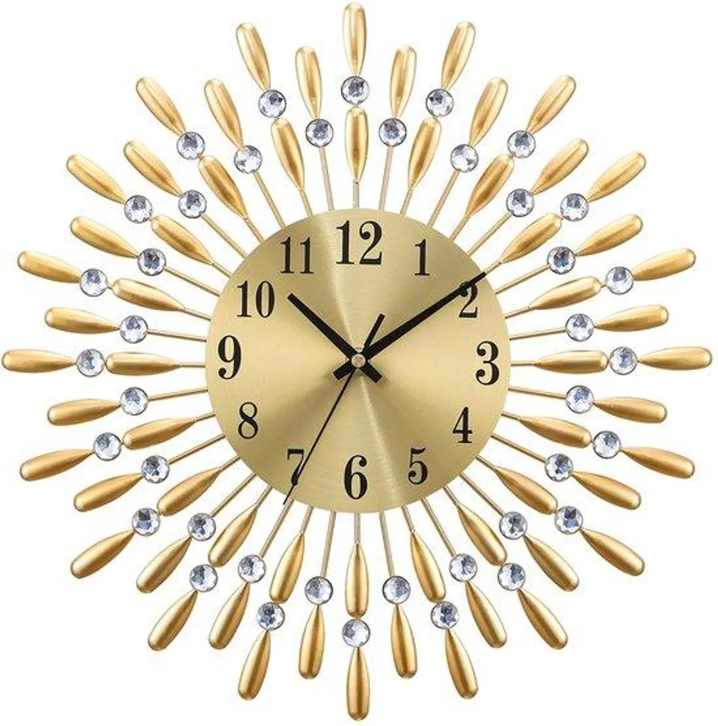 Horloge murale silencieuse sans tic-tac dorée décorative de luxe
