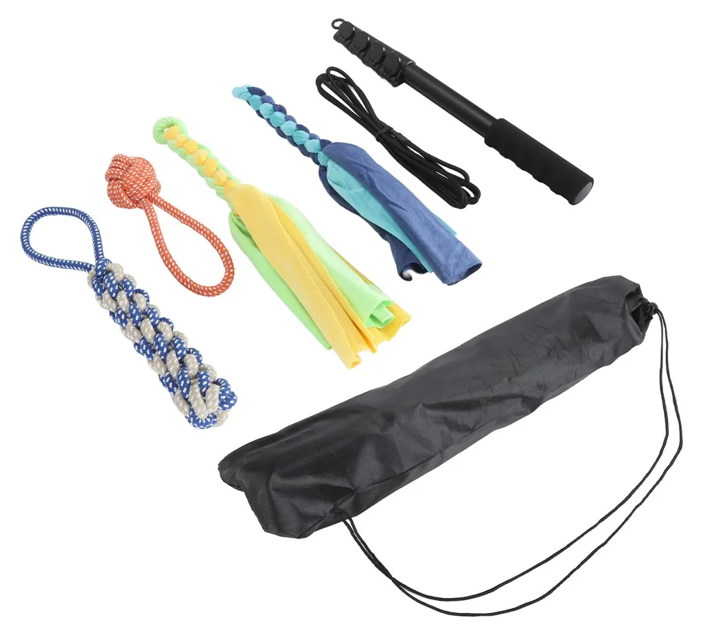 Jouet interactif à tige pour chien rigolo, canne à pêche 90cm grise