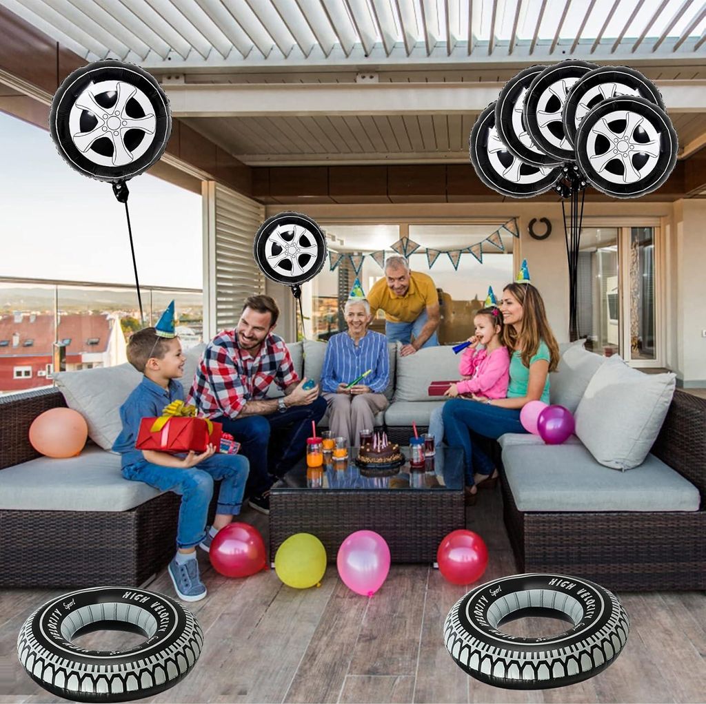 Auto Geburtstag Dekorationen - 14 Stück inklusive Schwimmringen und Ballons