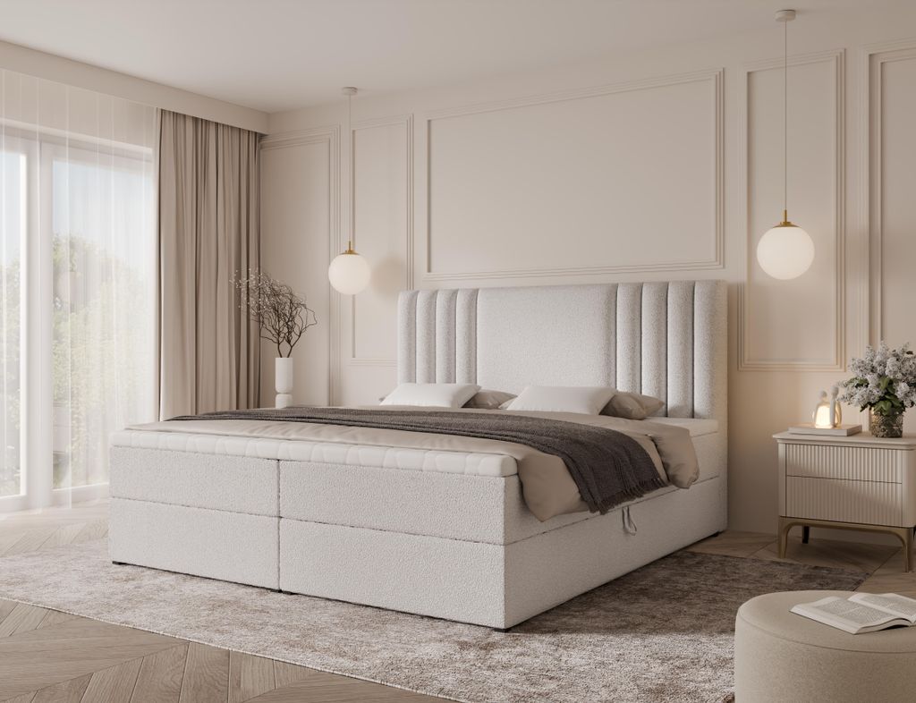 Emlar Boxspringbett Sava 140x200 - Bett mit Matratze und Topper - Boxspringbett mit Bettkasten und Matratze - Boxspringbett Weiß (Quelle 01)