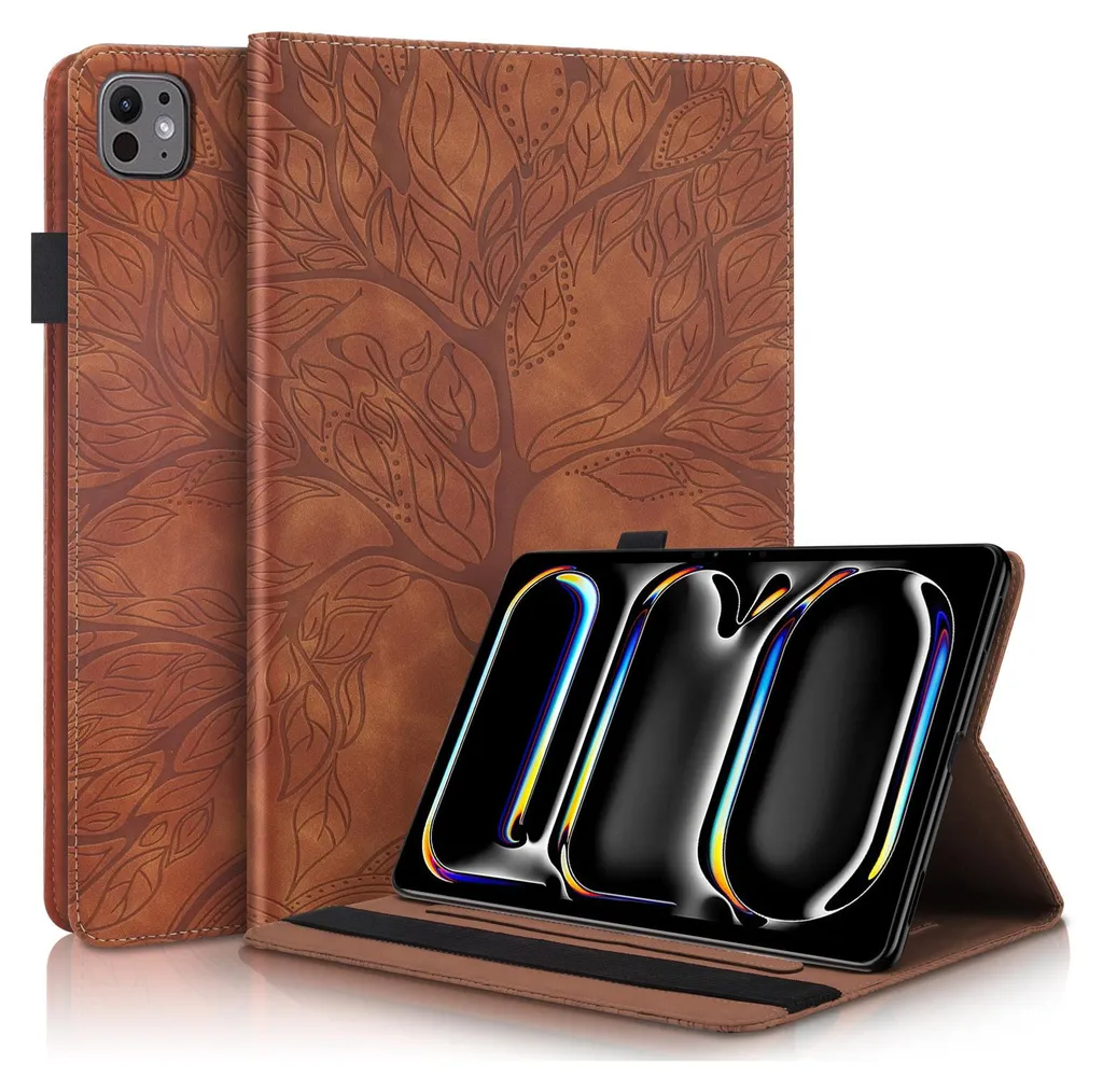 Custodia iPad Pro 11 2024 Marrone Ecopelle Modello Albero Stand-up