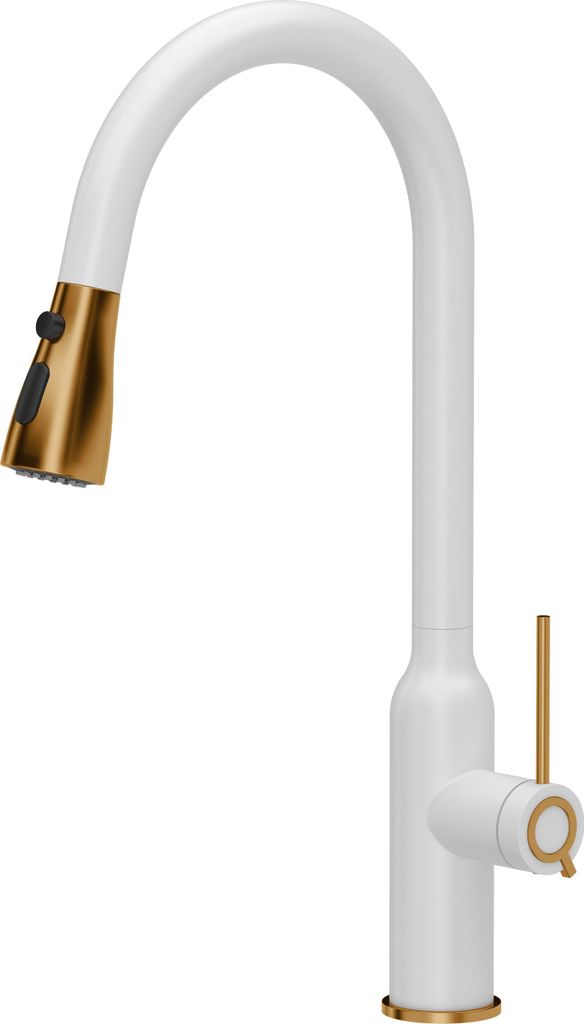 QUADRON Küchenarmatur JESSICA Q LINE SteelQ, Mischbatterie 360°, Armatur Küche Edelstahl, Farbe: Weiß, Höhe: 47 cm, Wasserhahn für Küche