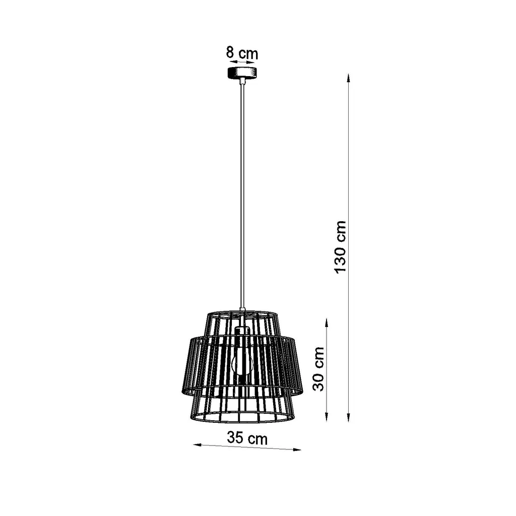 Sollux Lighting GATE Nero - Lampada a Sospensione E27 Acciaio 130cm - 4