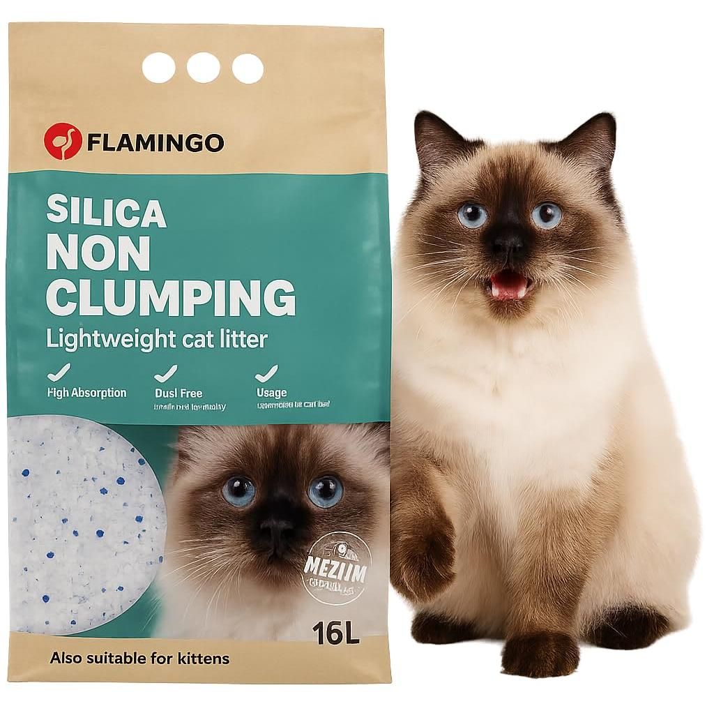 Flamingo Katzenstreu Silikat staubfrei 16L nicht klumpend Produktbild 