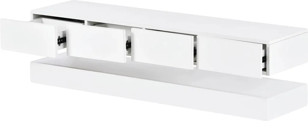 Meuble TV moderne blanc de 160 cm avec grands rangements pour le salon
