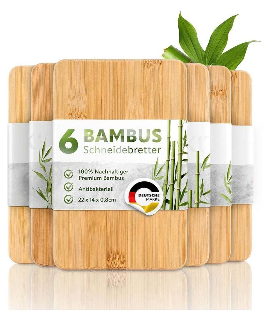 EXITOSO Schneidebretter aus Bambus, 6er-Set - auch ideal Produktbild 