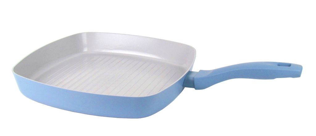 XL Grillpfanne 28x28cm Keramische-Antihaftbeschichtung, Soft-Touch-Griff, für alle Herdarten auch Induktion - Blau