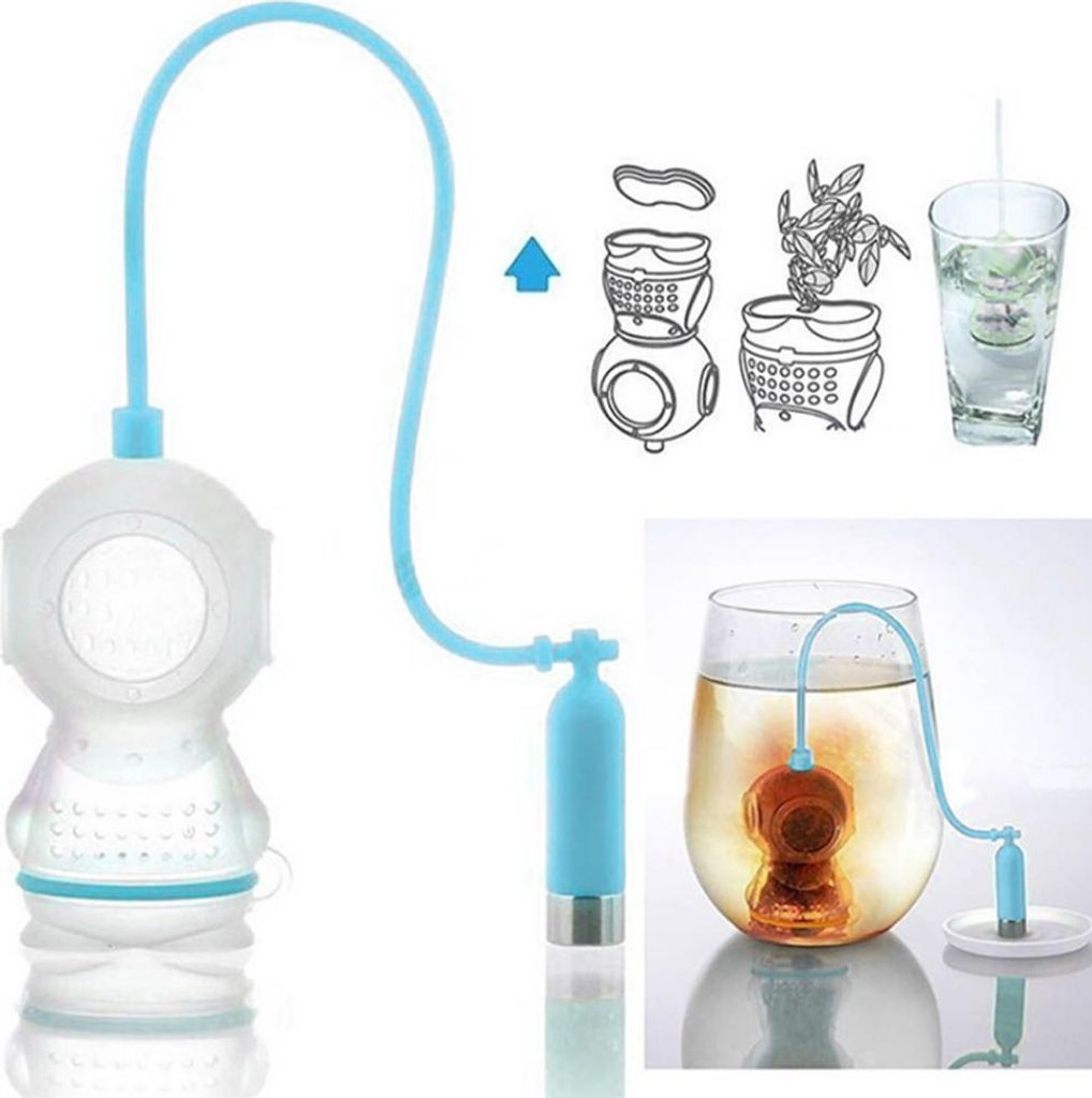 Innovativer Taucher-Form Silikon Tee-Infuser – Teesieb für die Teezubereitung, Hellblau