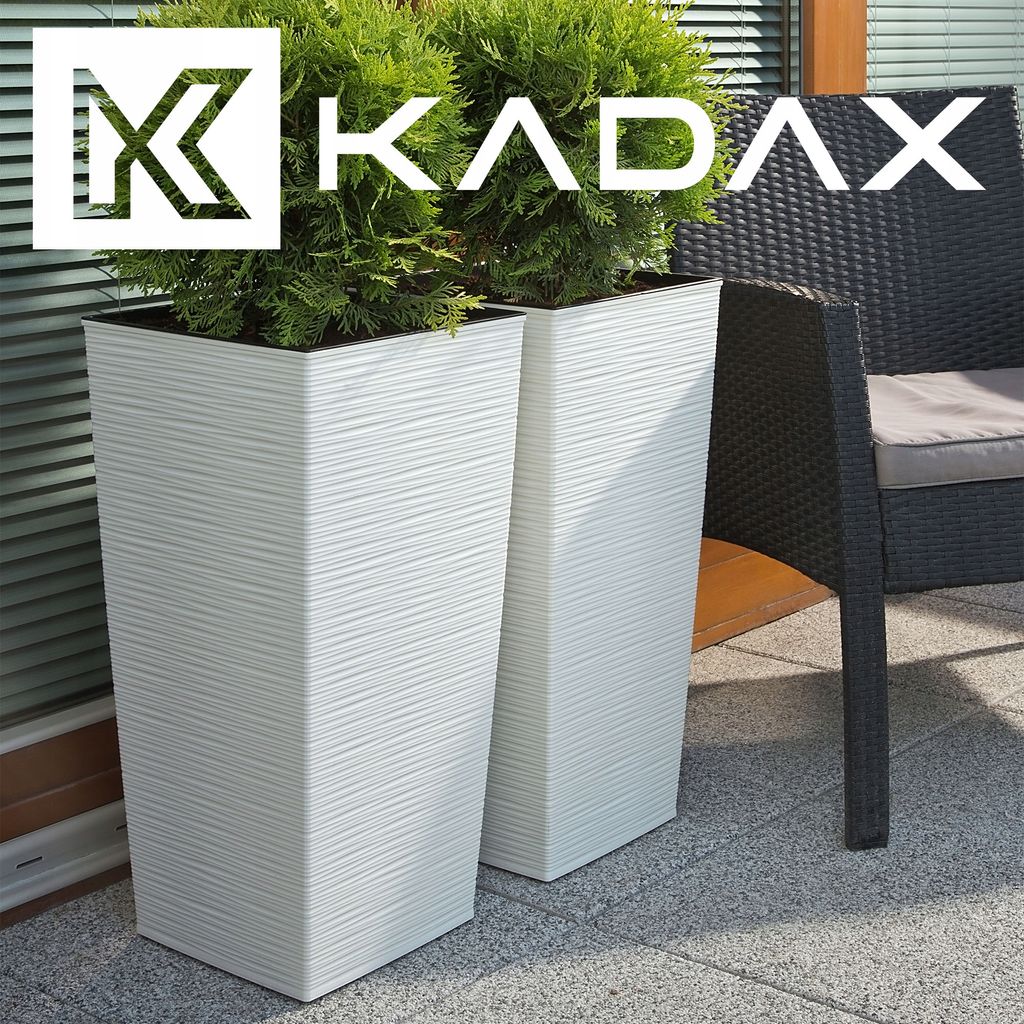 KADAX 3er Set Pflanzkübel Mit Innentopf - Wetterfeste Blumentöpfe In Mokka 46,5-68cm