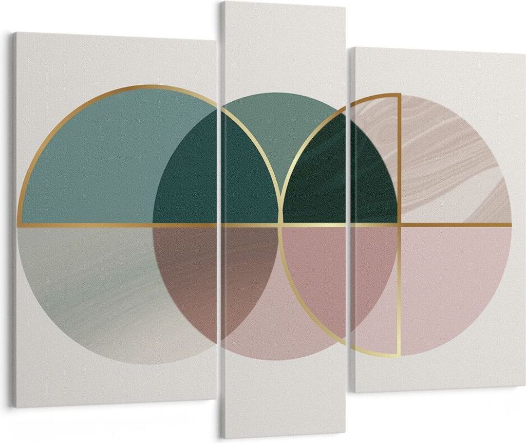 Bild auf Leinwand - Leinwandbild - 3 Teile - Abstraktion Räder Minimalismus - 95x80cm - Wand Bild - Wanddeko - Wandbilder - Leinwanddruck - Bilder...
