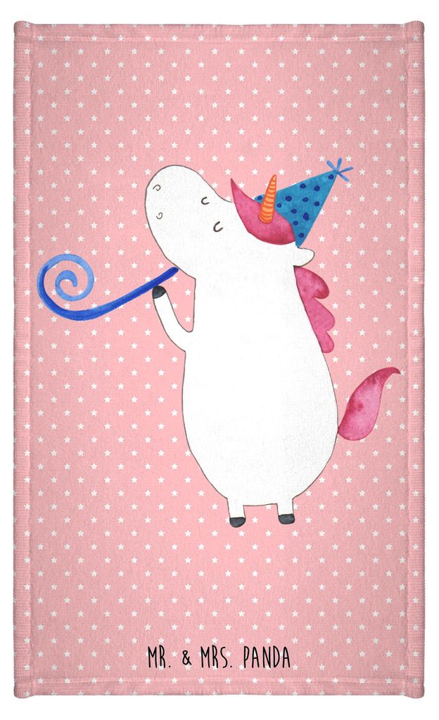 Mr. & Mrs. Panda Handtuch Einhorn Party - Rot Pastell - Geschenk, Geburtstag, Alkohol, Unicorn, frottierhandtuch, Gästehandtuch 30x50, Club, Gäst...