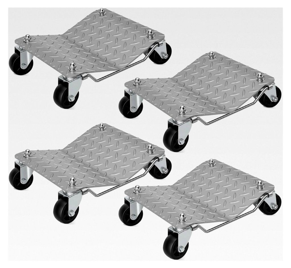 4 Stück Rangierhilfe für PKW mit 500 kg Tragkraft - Mobile Fahrzeugplattform 41x30x13 cm, 360° drehbare Rollen für Auto, Motorrad und Traktor (...