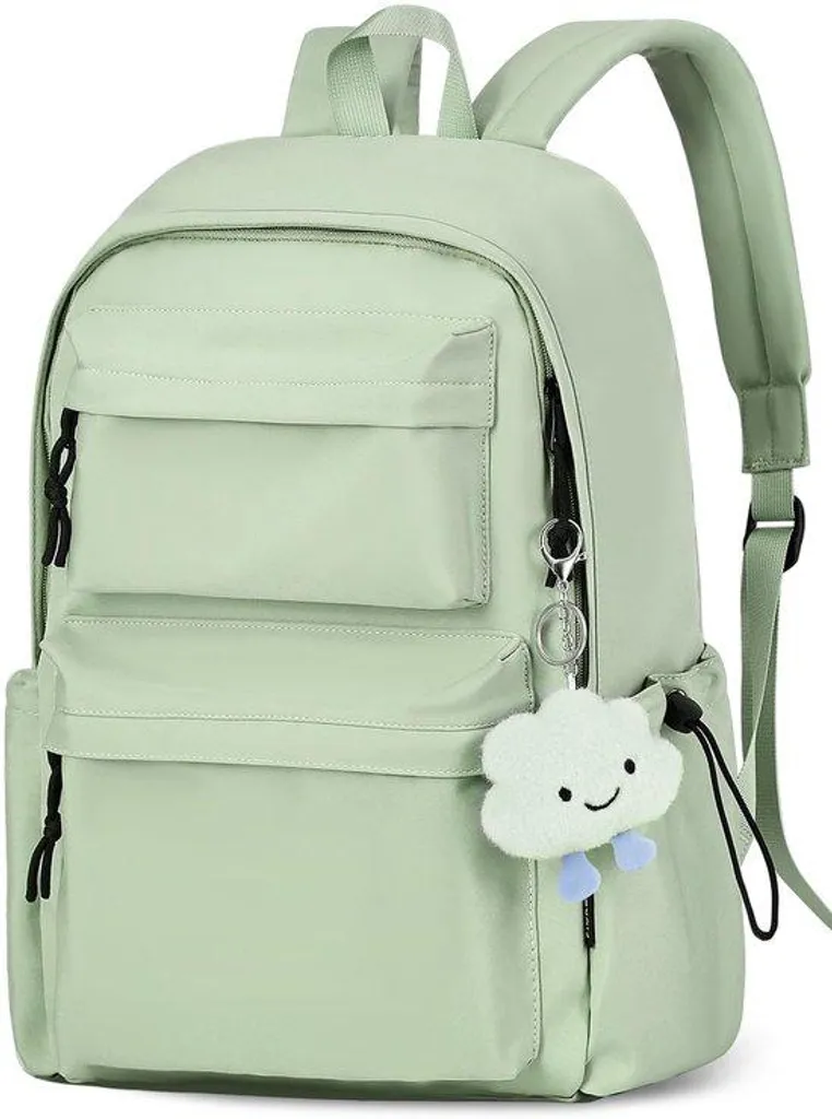Sac d'école mixte format 15,6 pouces vert, sac à dos de voyage antivol