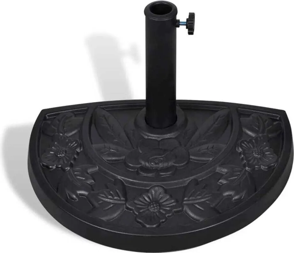 vidaXL Pied de parasol semi-circulaire en résine robuste noir 10kg