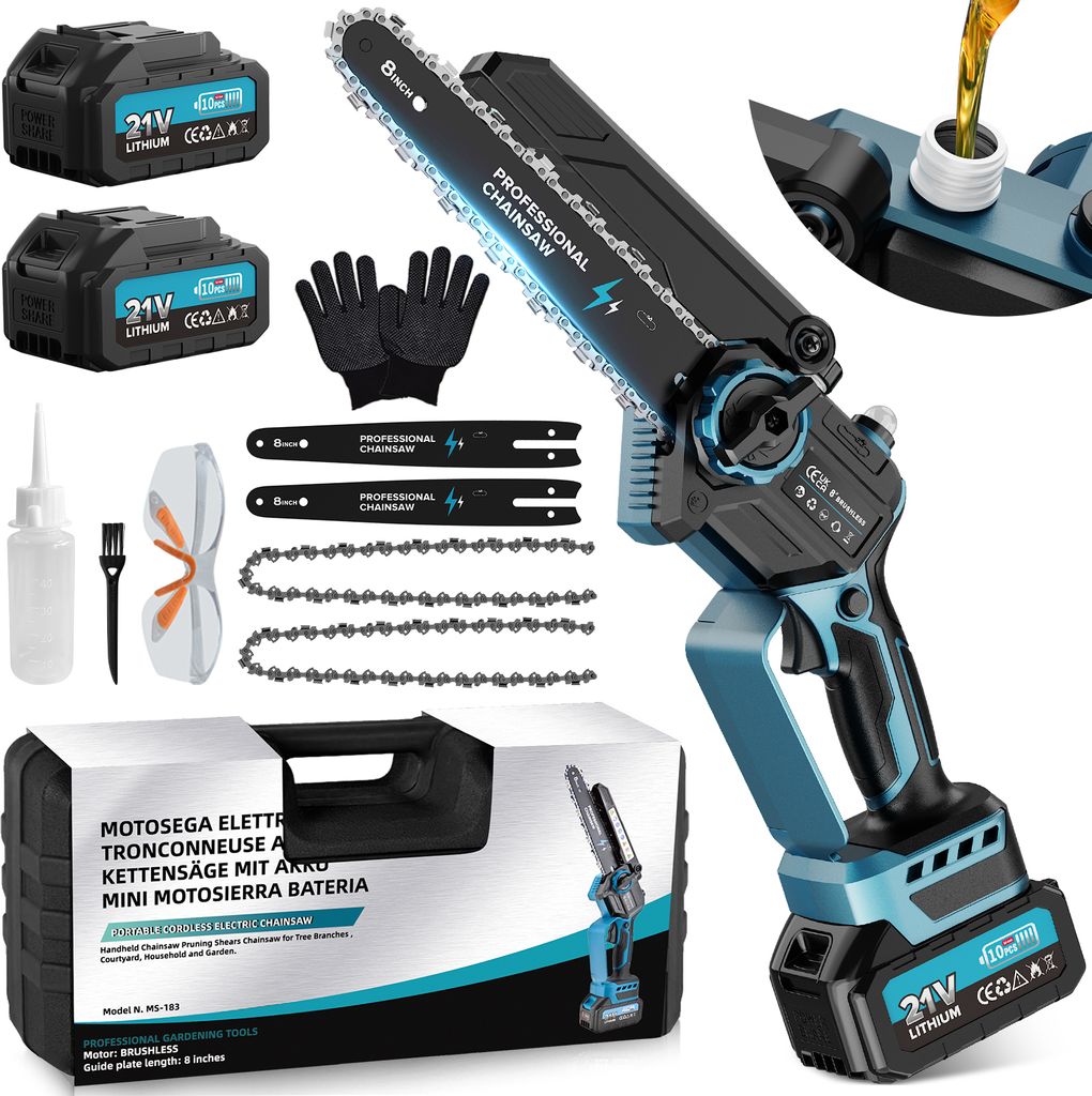 8 Pouces Tronconneuse a Batterie, Mini Tronçonneuse Image du produit 