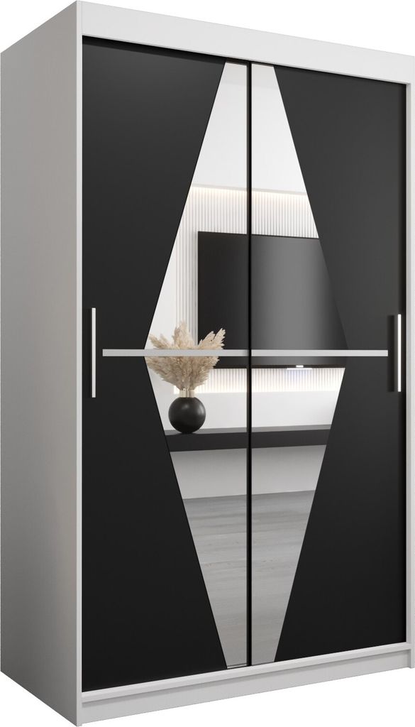Kleiderschrank, Schiebetürenschrank Schlafzimmer, Schrank mit Spiegel BOLIWIA 120 cm