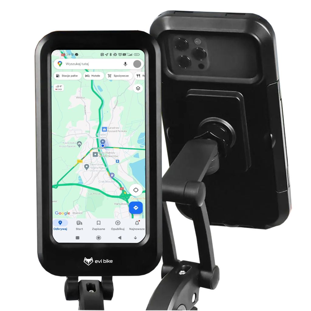 Držák telefonu na řídítka motocyklu 360°, vodotěsný černý Obrázek produktu 