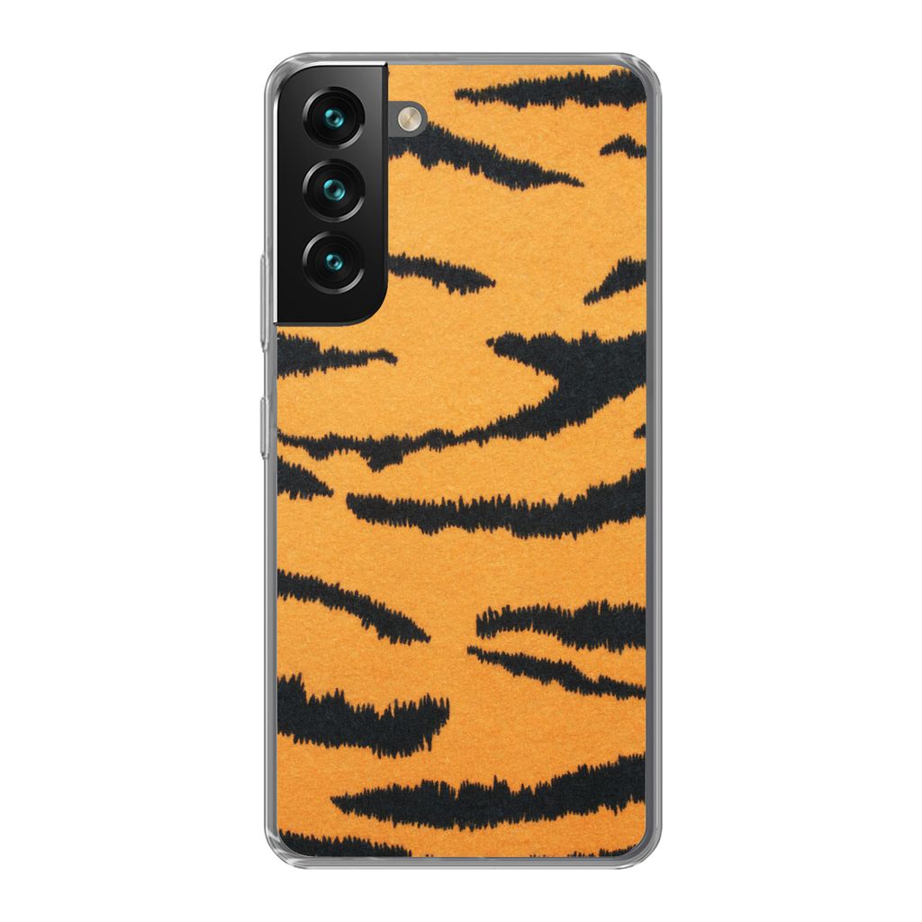 MuchoWow Handyhülle Schutzhülle Hülle für Samsung Galaxy S22 Tigerdruck - Braun - Orange Silikon Softcase Handy Hülle - Mobiltelefonhülle