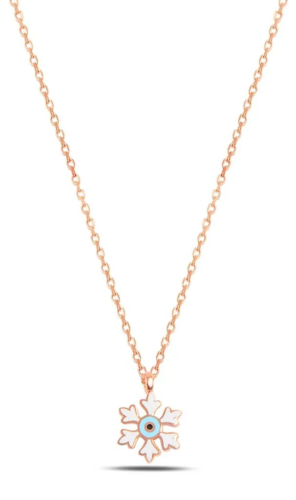 Pendentif Flocon de Neige en Argent et Or Rose - Bijou Fantaisie Chic