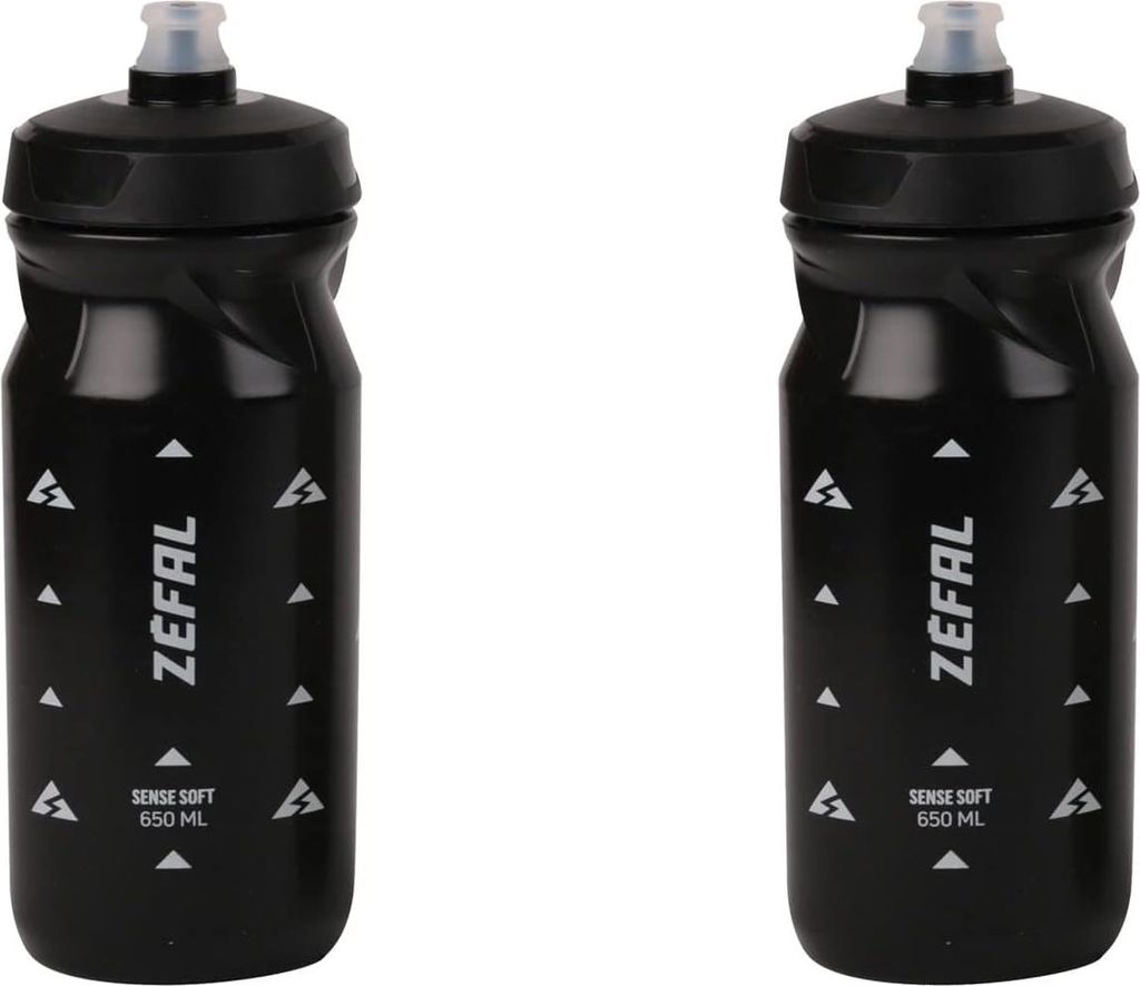 ZEFAL Pack Sense Soft 65 – 2 Flaschen Fahrrad und Mountainbike Sportflasche weich geruchlos BPA-frei Silikon Schwarz, 650 ml