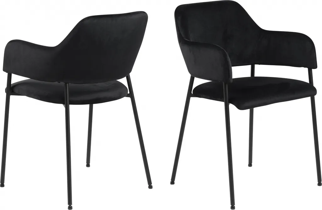 Chaise Confortable Noire Lima pour Salle à Manger (Lot de 2) - Anti-Tache