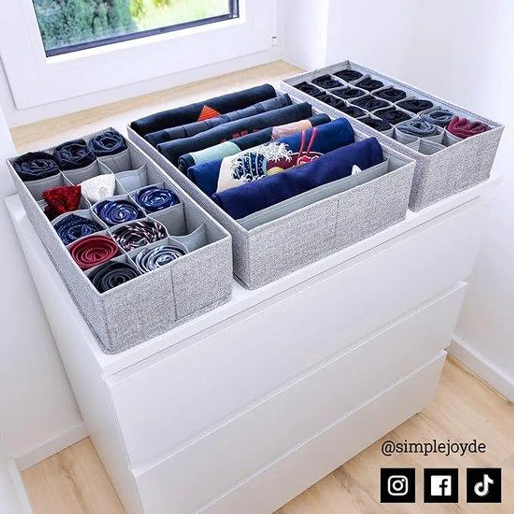 Rangement à chaussures et porte-soutiens-gorge en tissu, lot de 3 gris