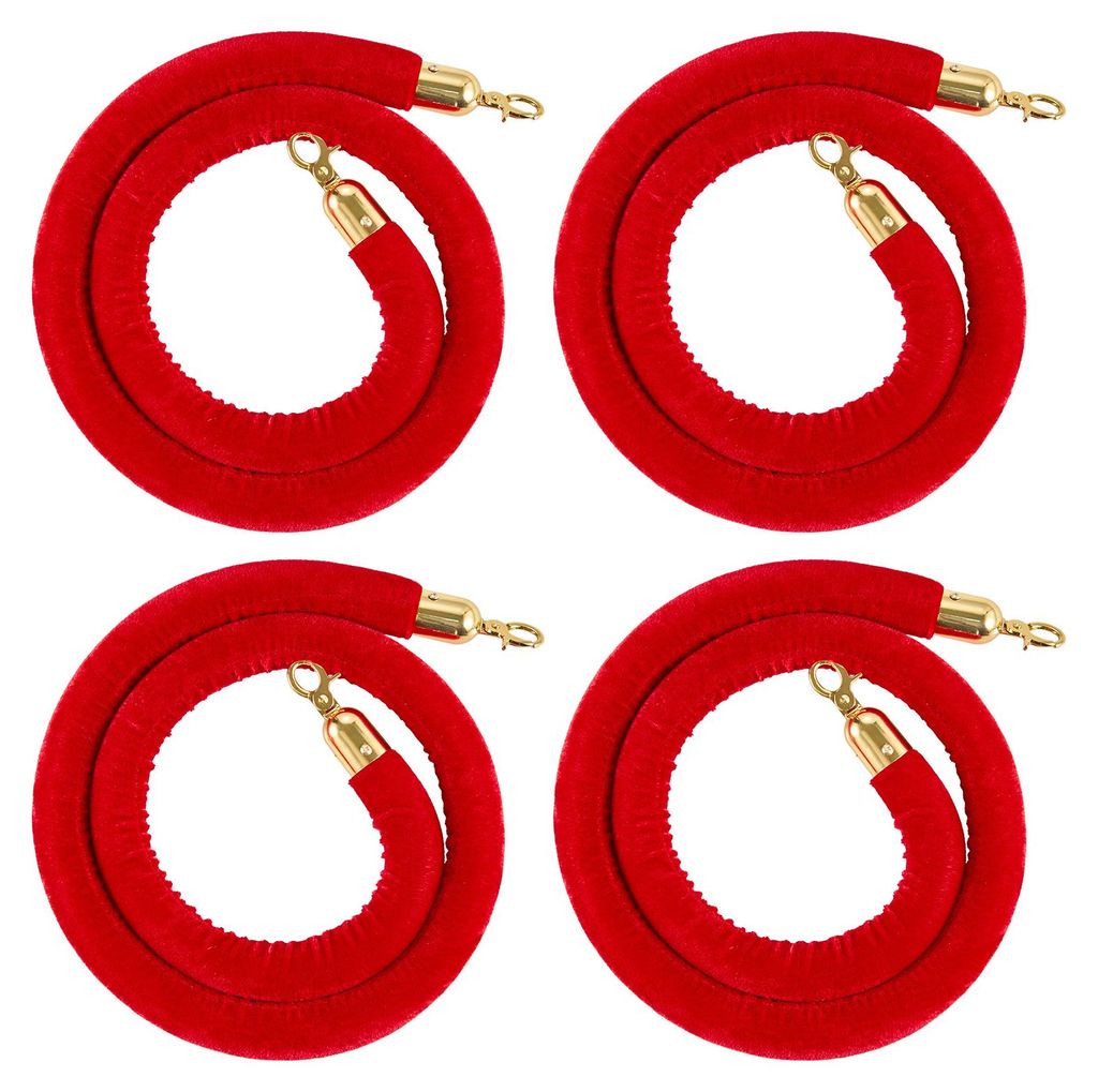 Lot de 4 cordons de délimitation en velours rouge SucceBuy Image du produit 