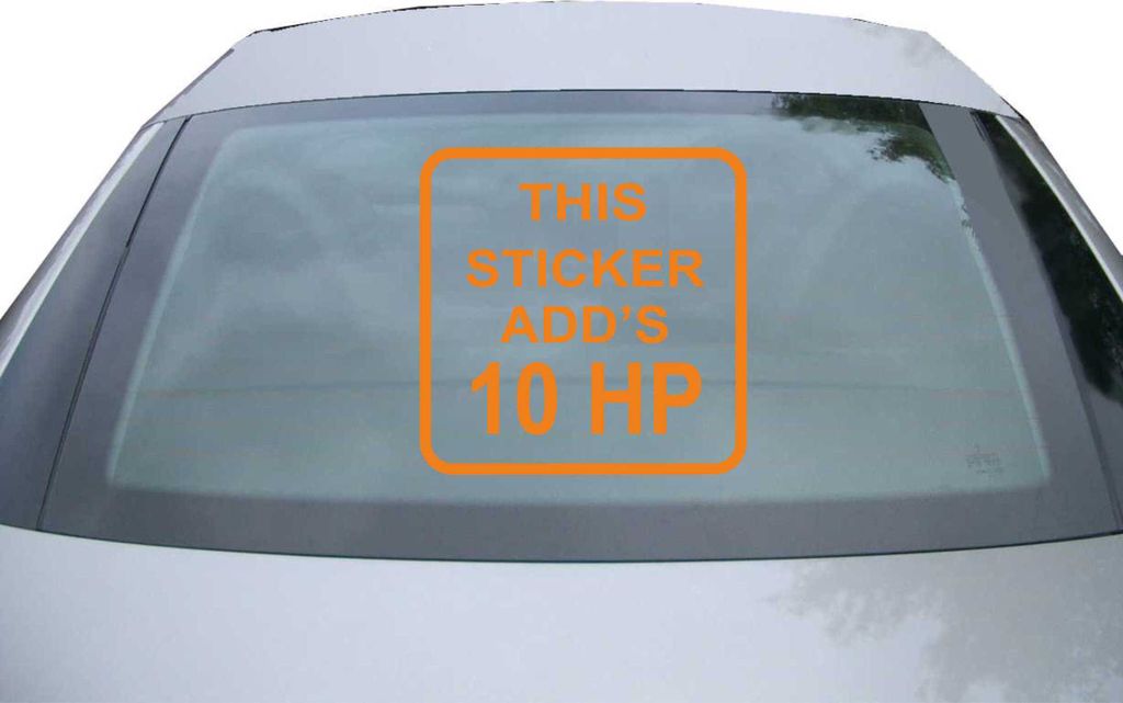 Indigos UG - Aufkleber Heckscheibe & Motorklappe DE6055 - orange - 600x600 mm - this Sticker add's 10 hp - Auto Scheiben Fenster Heckklappe Tuning ...
