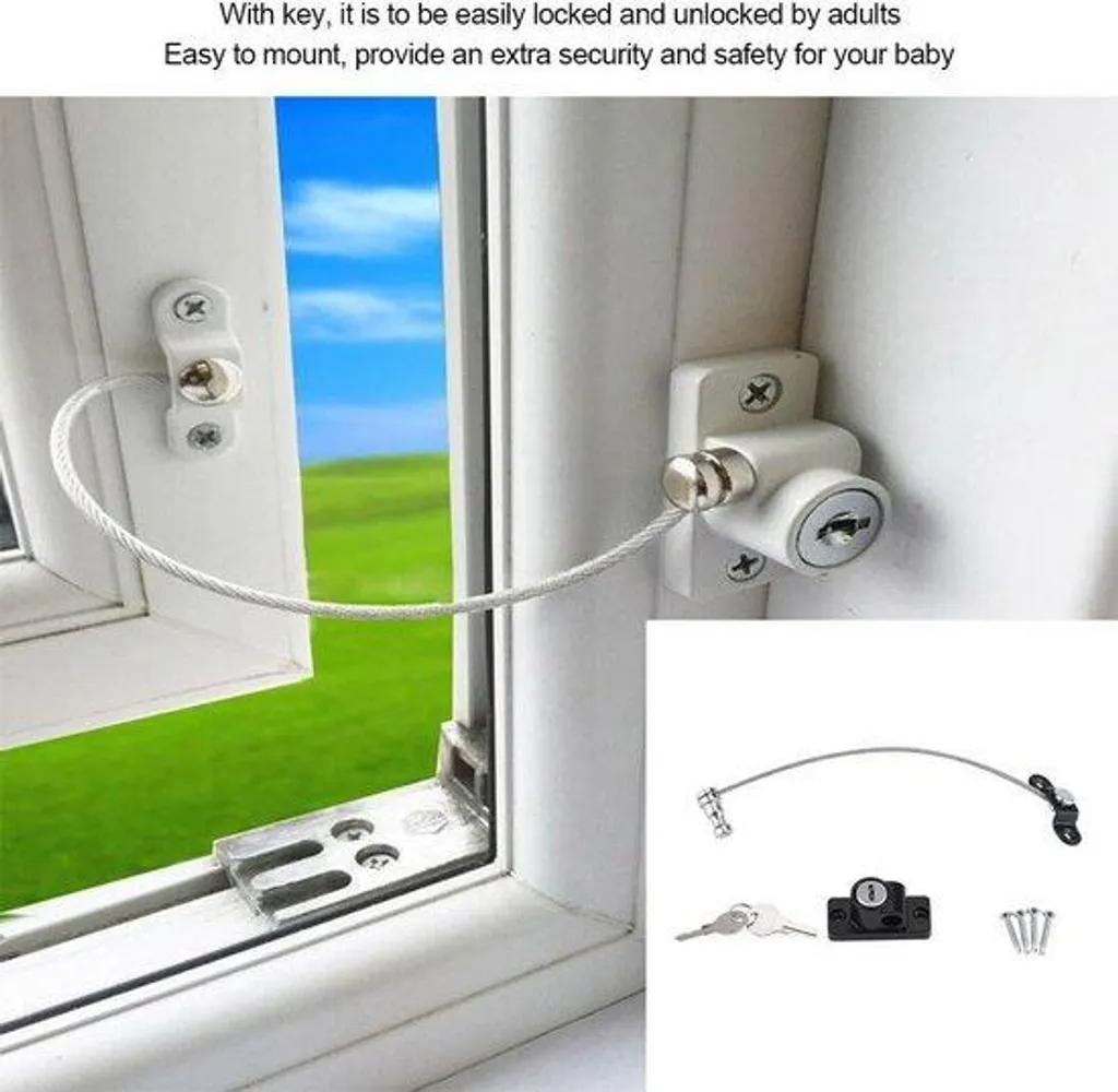 Câble de sécurité porte et fenêtre noir - Entrebâilleur pour enfants