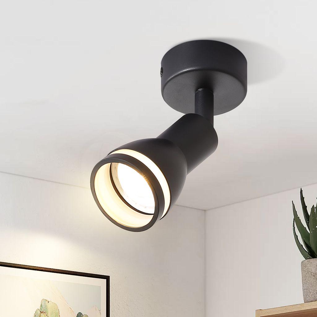 ZMH LED Deckenleuchte 1 Flammig Schwarz Deckenlampe Spots GU10 Schwenkbar Wandstrahler Deckenspots für Flur Wohnzimmer Küche Schlafzimmer, Ohne L...
