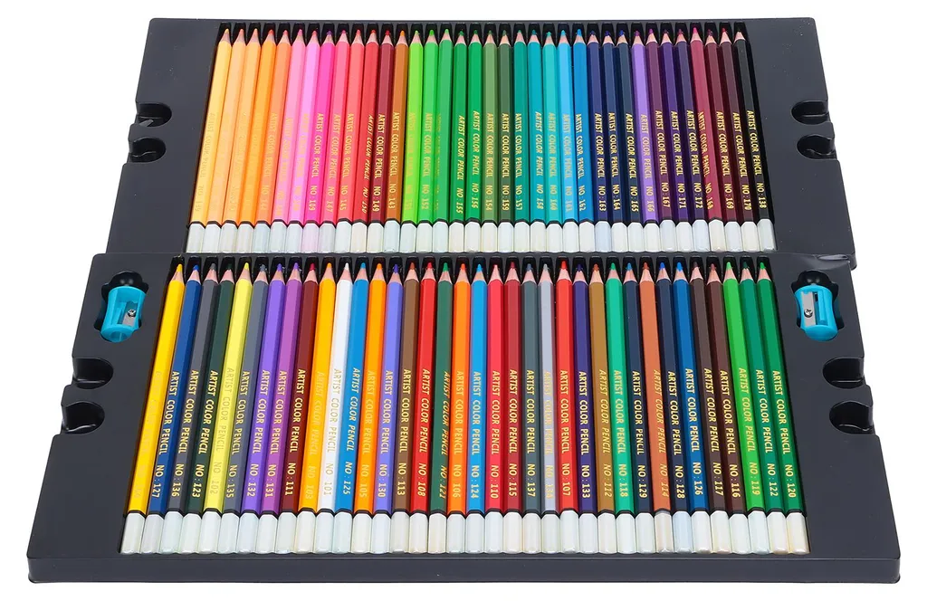 Set de 72 crayons de couleur en bois mine tendre pour dessin et croquis