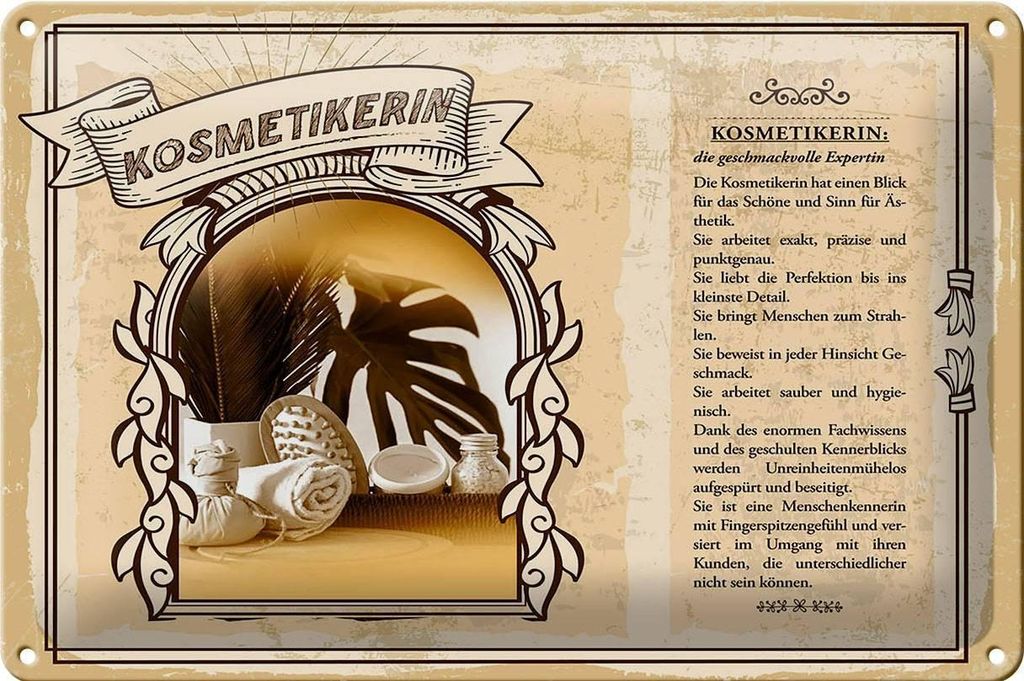 Blechschild Berufe 30x20cm Kosmetikerin Expertin Ästhetik