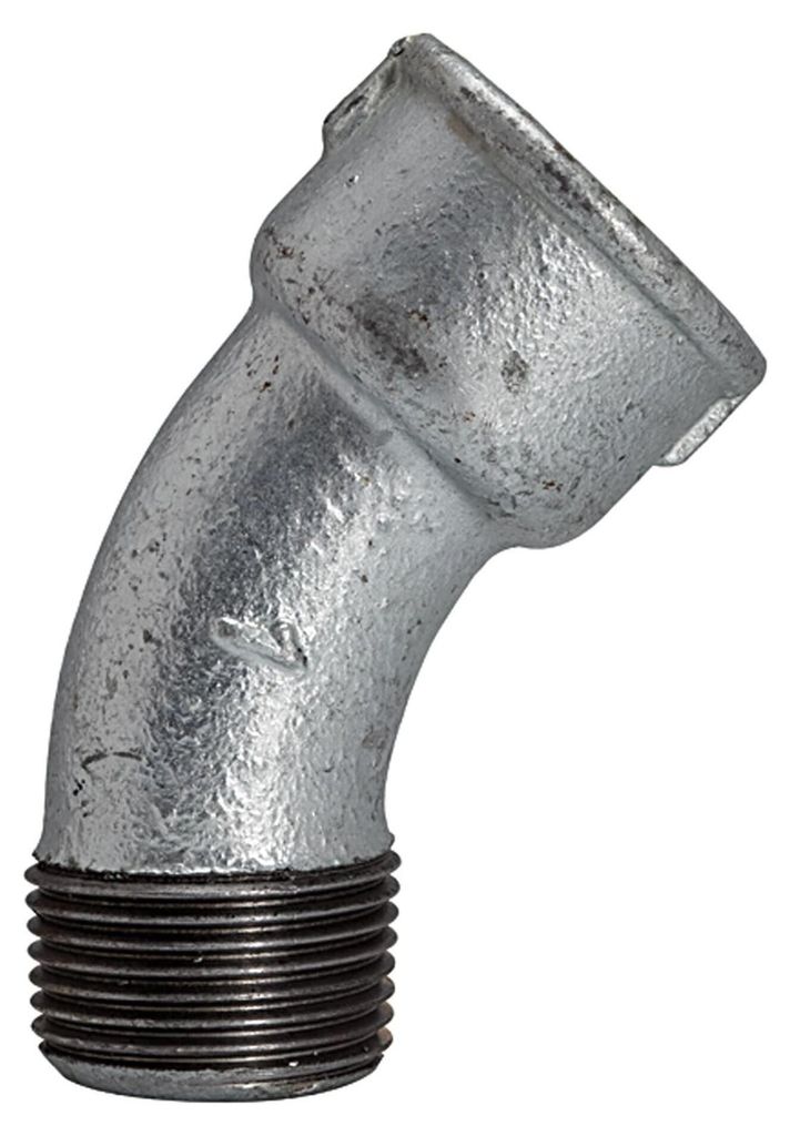 Riegler Bogen 40, 45°, IG/AG, Rp/R 2 1/2, schwarzer Temperguss feuerverz.