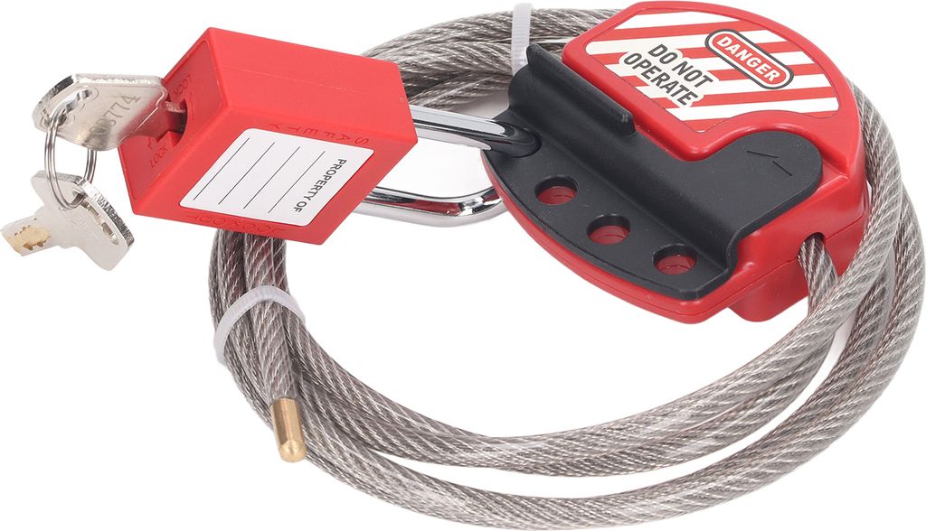 Sicherheitsvorhängeschloss-Set Verstellbares Edelstahlkabelschloss und 38mm Lockout Tagout Schloss mit 2 Schlüsseln