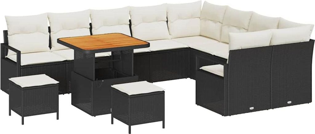 "2026 MODERNE" Garten-Sofa-Set - Balkonmöbel/Loungeset - elegantes Design - mit Kissen mit Kissen 12 pcs Schwarz und Creme - 80x80x71cm - Gartenso...