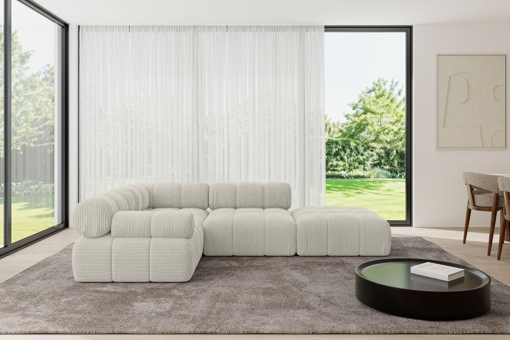 ALTDECOR Modulares Sofa Ecksofa in L-Form - Felto-L1 - 285x190x70 cm Cremeweiß Corner modular Sofa Eckcouch Couch Wohnlandschaft Cauchsofa Polster...