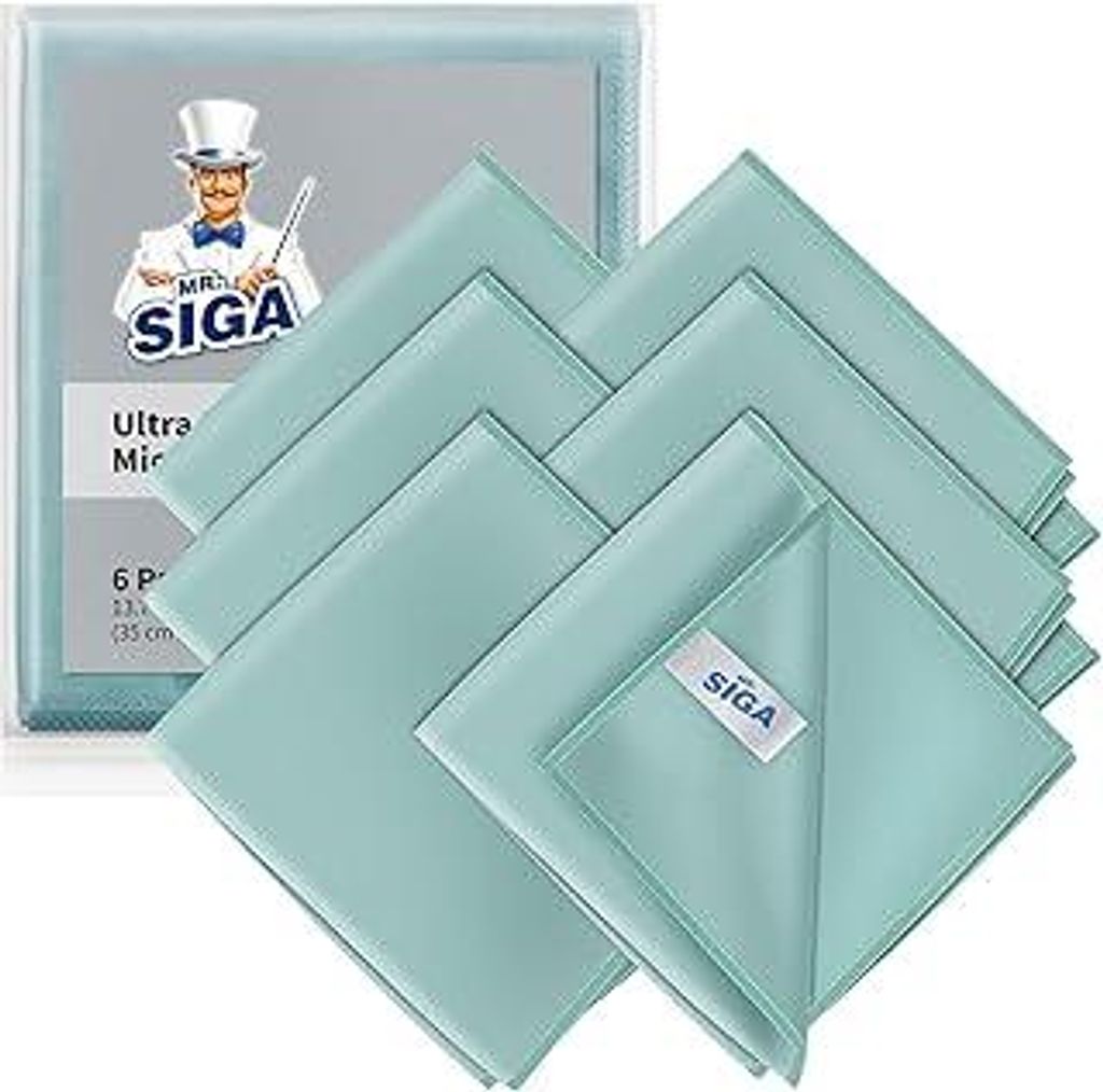 MR.SIGA Ultrafein Mikrofaser Reinigungstücher Putztücher Fensterputztuch Fenster Tücher Mikrofasertücher Geschirrtücher für Scheiben & Spiege...