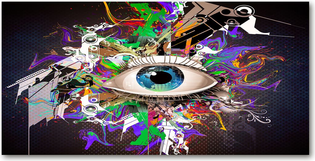 Tulup Leinwandbild - 140x70 cm - Wandkunst - Drucke auf Leinwand - Leinwanddruck - Kunst: modern & klassisch - Mehrfarbig - Abstraktes Auge